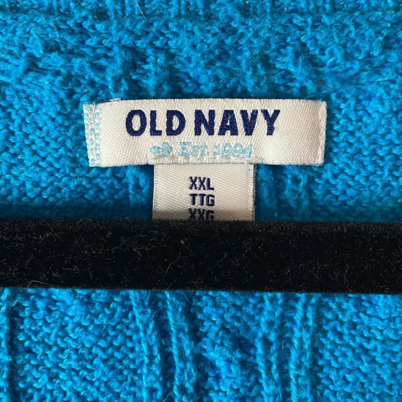 Old Navy boat neck cable knit sweater cerulean blue - Picture 2 of 5